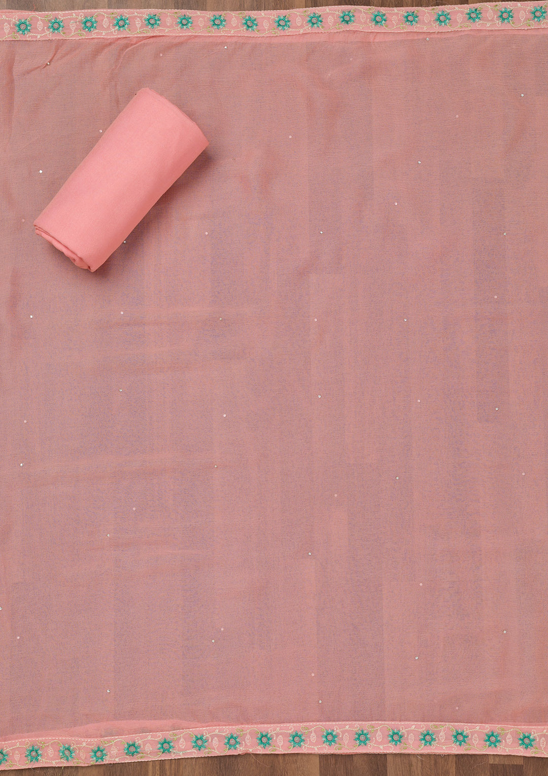 Pink Threadwork Georgette Unstitched Salwar Suit