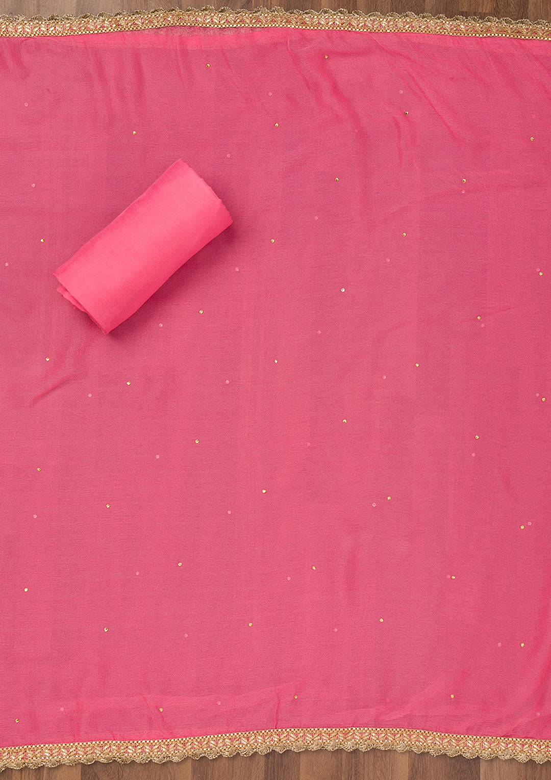 Pink Zariwork Organza Unstitched Salwar Suit