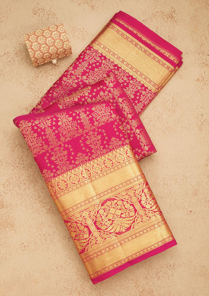 Pink Zariwork Pure Silk Saree