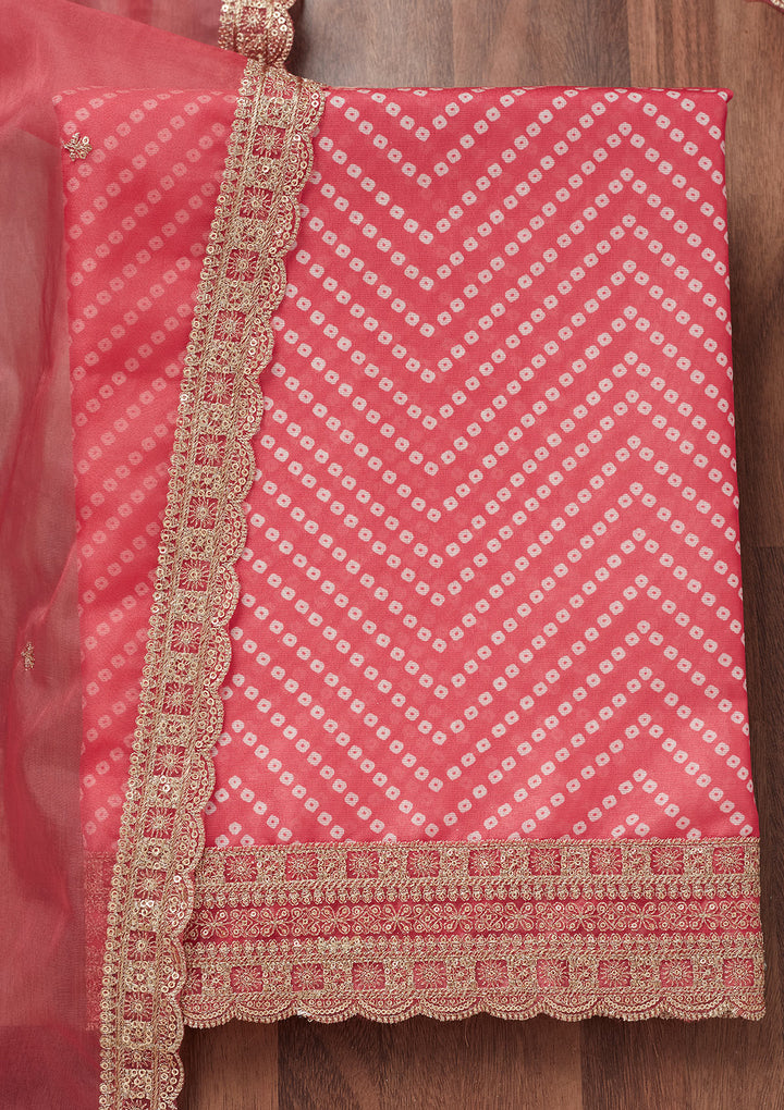 Pink Zariwork Tissue Unstitched Salwar Suit