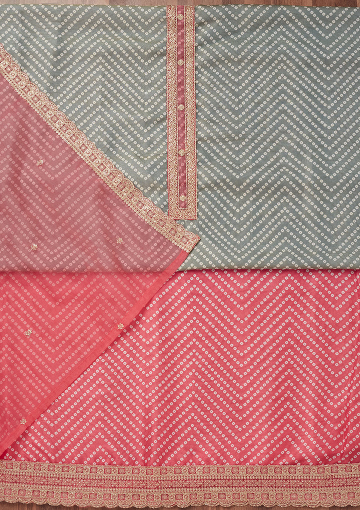 Pink Zariwork Tissue Unstitched Salwar Suit