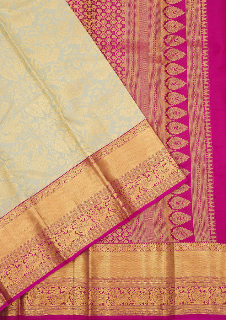Pista Green Zariwork Pure Silk Saree