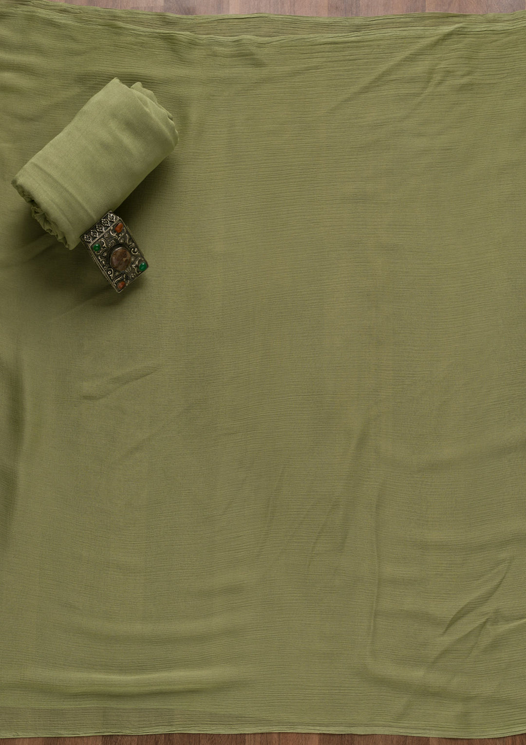 Pista Green Swarovski Semi Crepe Unstitched Salwar Suit