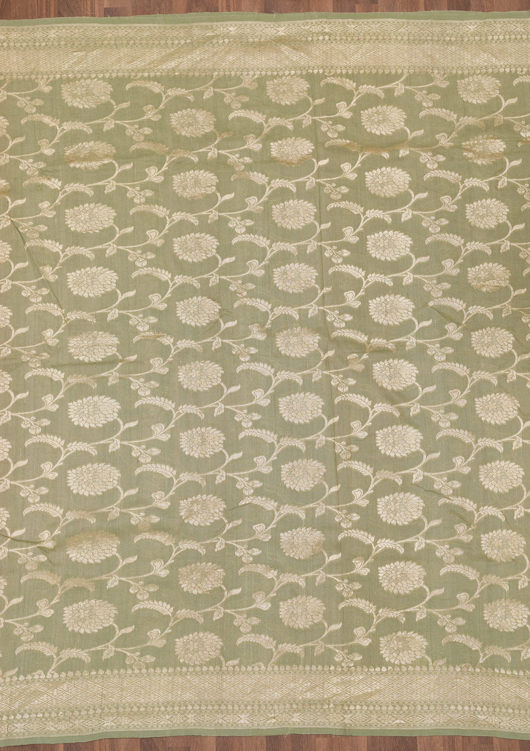 Pista Green Zariwork Pure Silk Saree