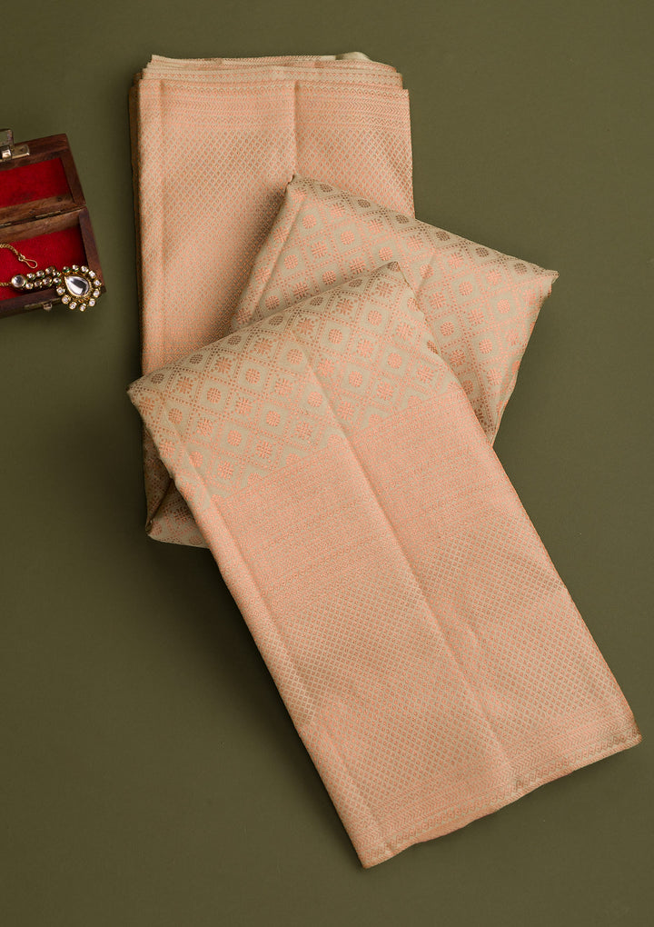 Pista Green Copper Zariwork Pure Silk Saree-Koskii