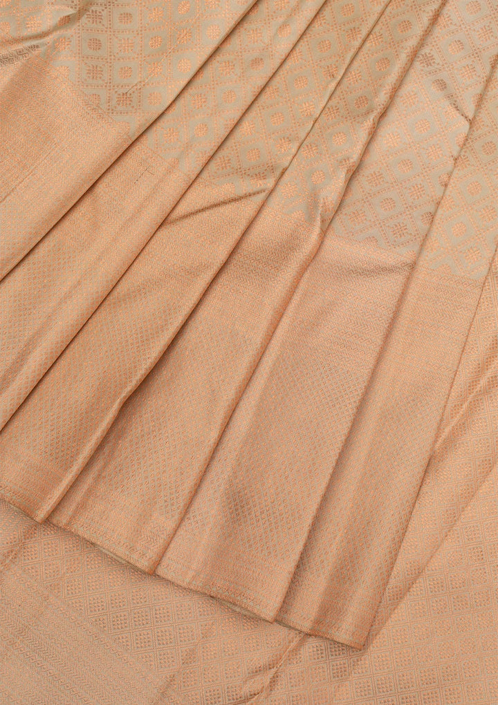 Pista Green Copper Zariwork Pure Silk Saree