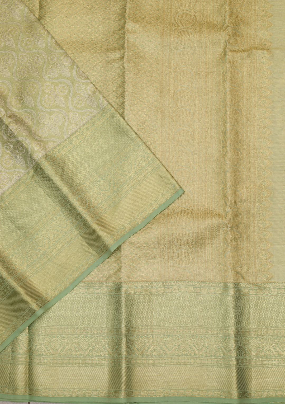 Pista Green Zariwork Kanjivaram Pure Silk Saree
