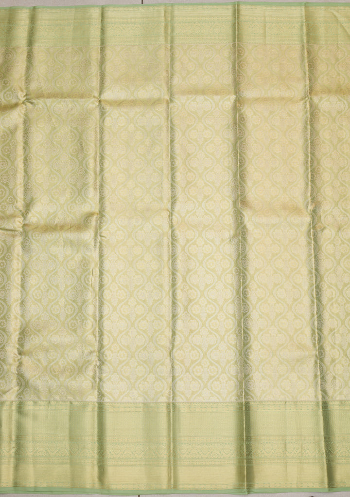 Pista Green Zariwork Kanjivaram Pure Silk Saree