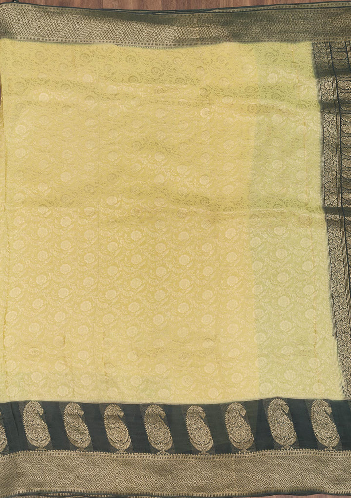 Pista Green Zariwork Banarasi Pure Silk Saree