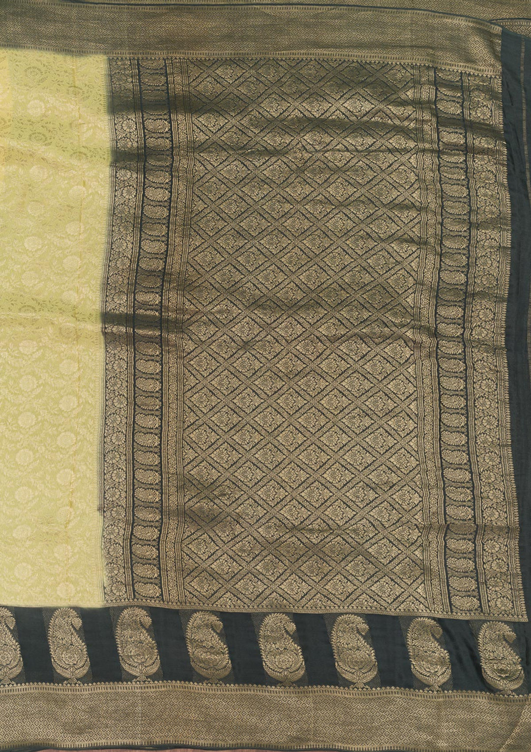 Pista Green Zariwork Banarasi Pure Silk Saree