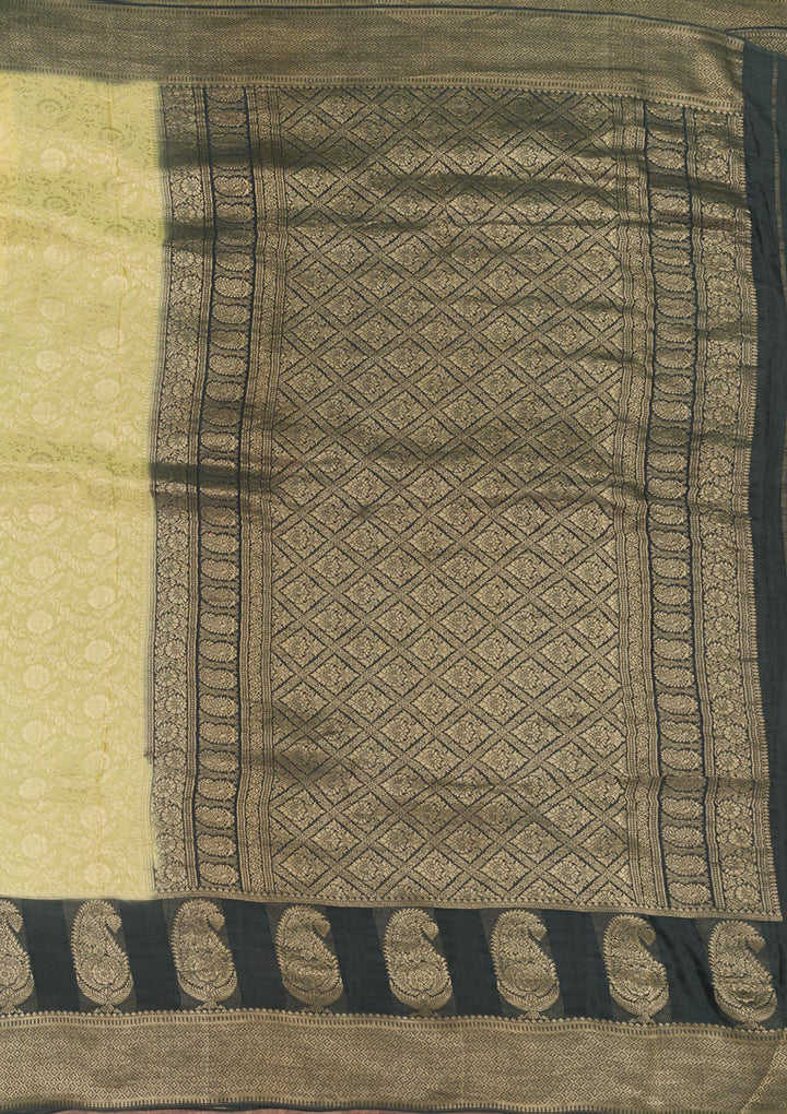Pista Green Zariwork Banarasi Pure Silk Saree