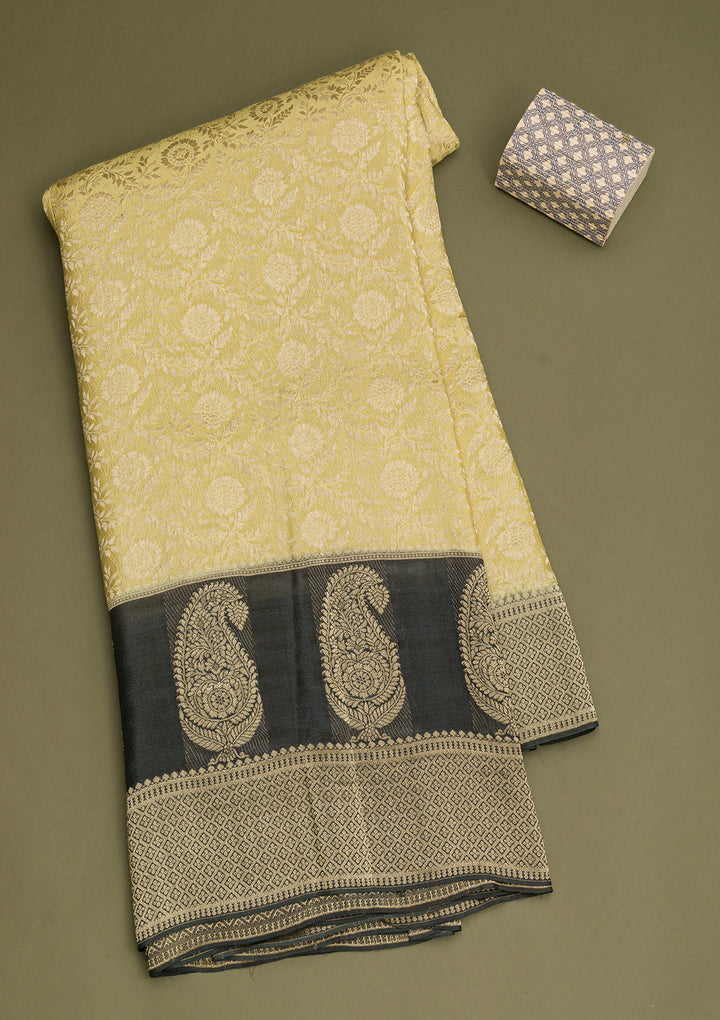 Pista Green Zariwork Banarasi Pure Silk Saree