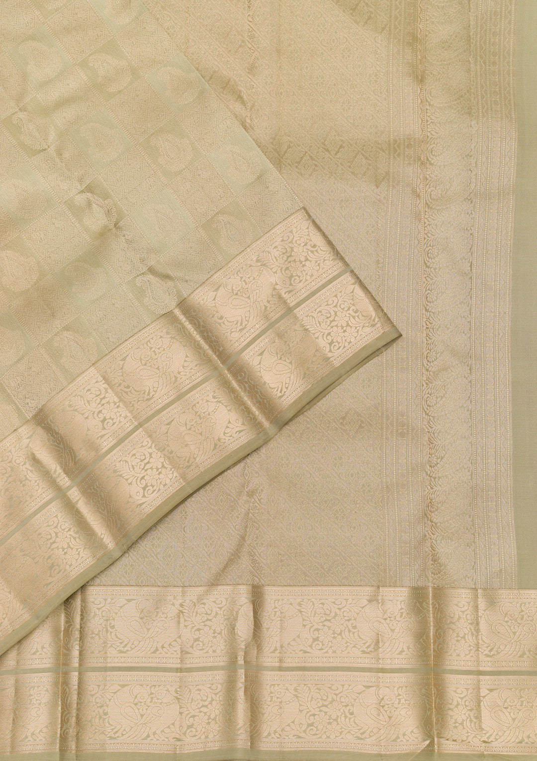 Pista Green Zariwork Kanjivaram Pure Silk Saree