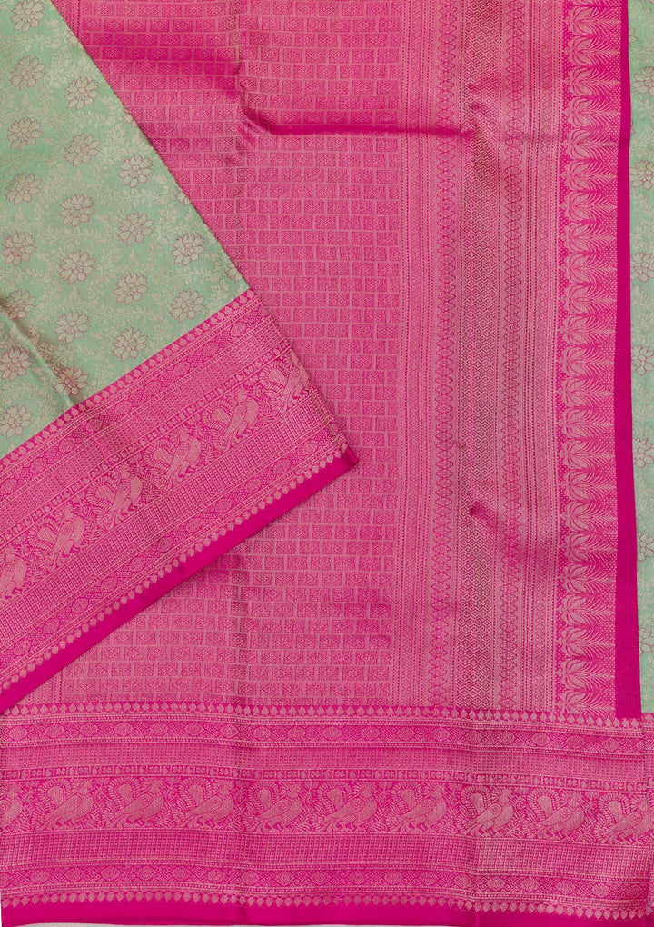 Pista Green Zariwork Pure Silk Saree