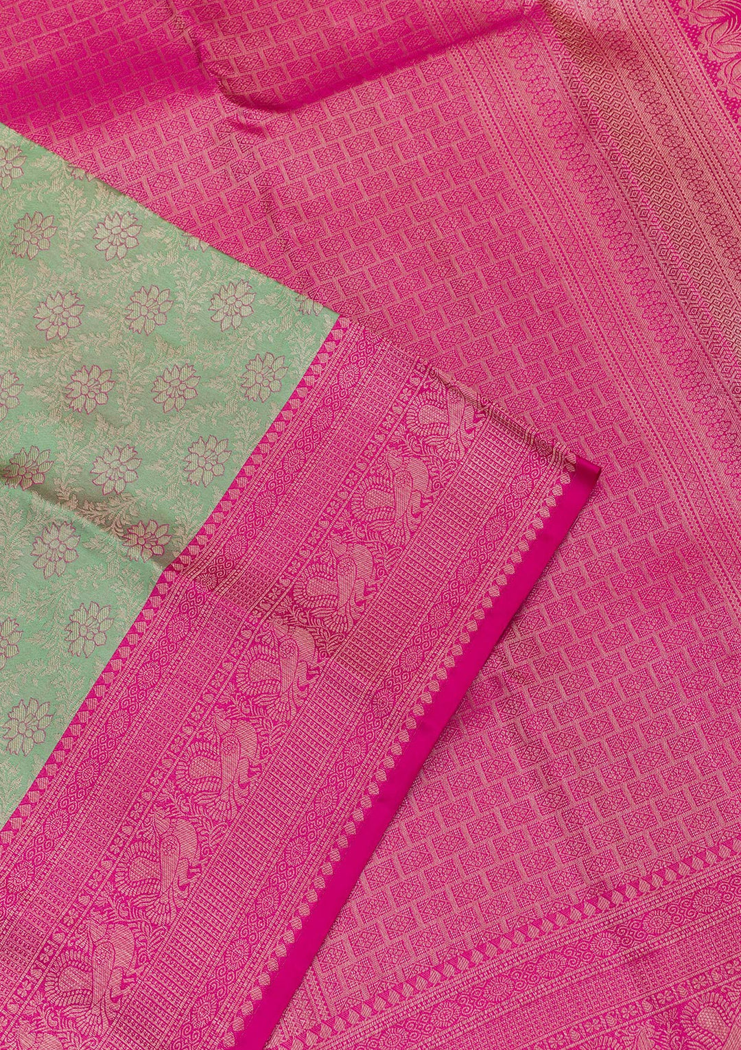Pista Green Zariwork Pure Silk Saree