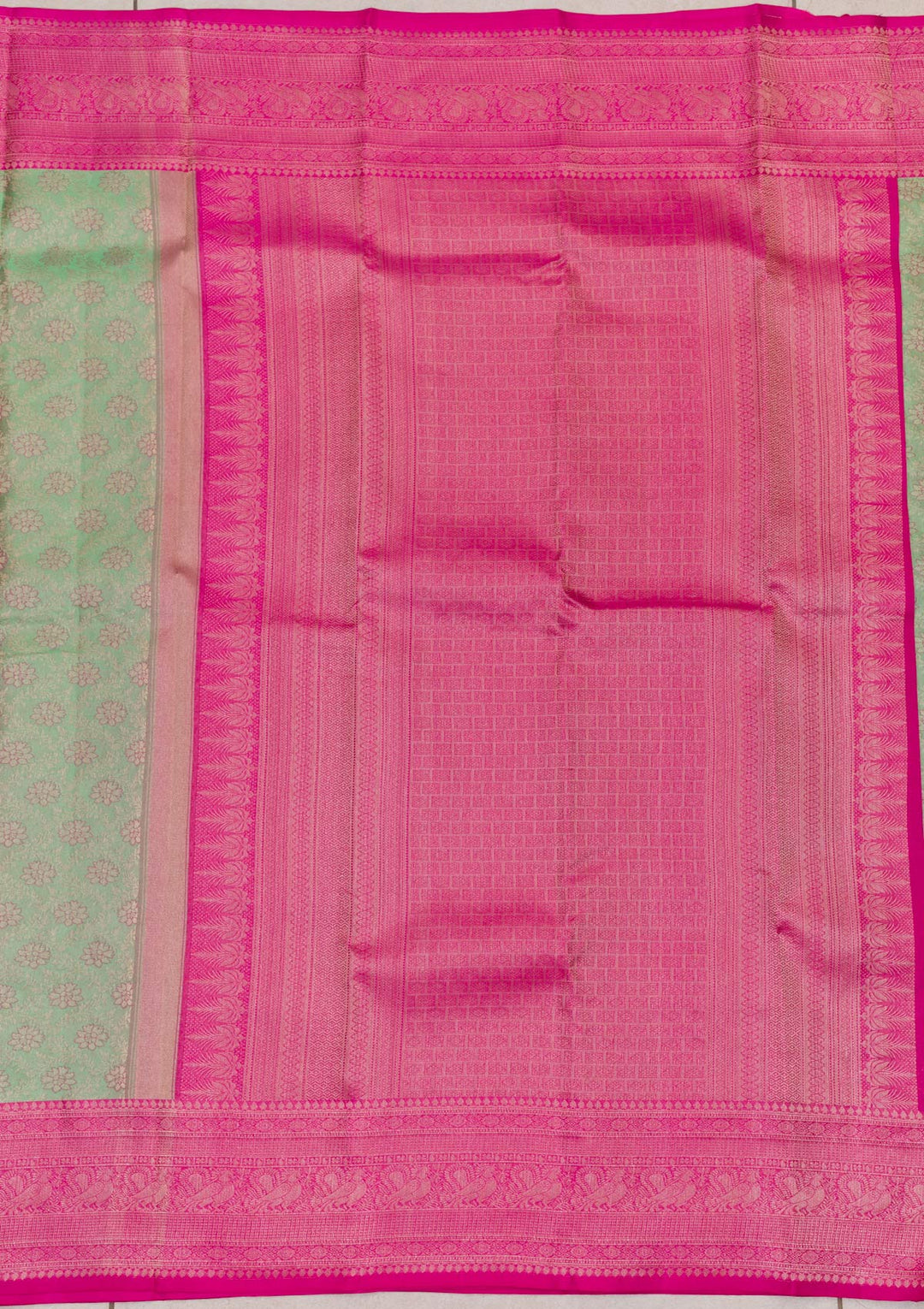 Pista Green Zariwork Pure Silk Saree