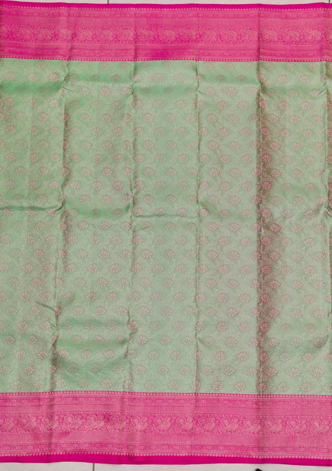 Pista Green Zariwork Pure Silk Saree