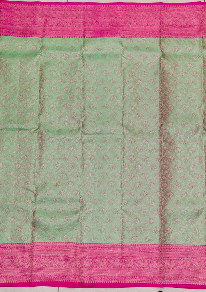 Pista Green Zariwork Pure Silk Saree