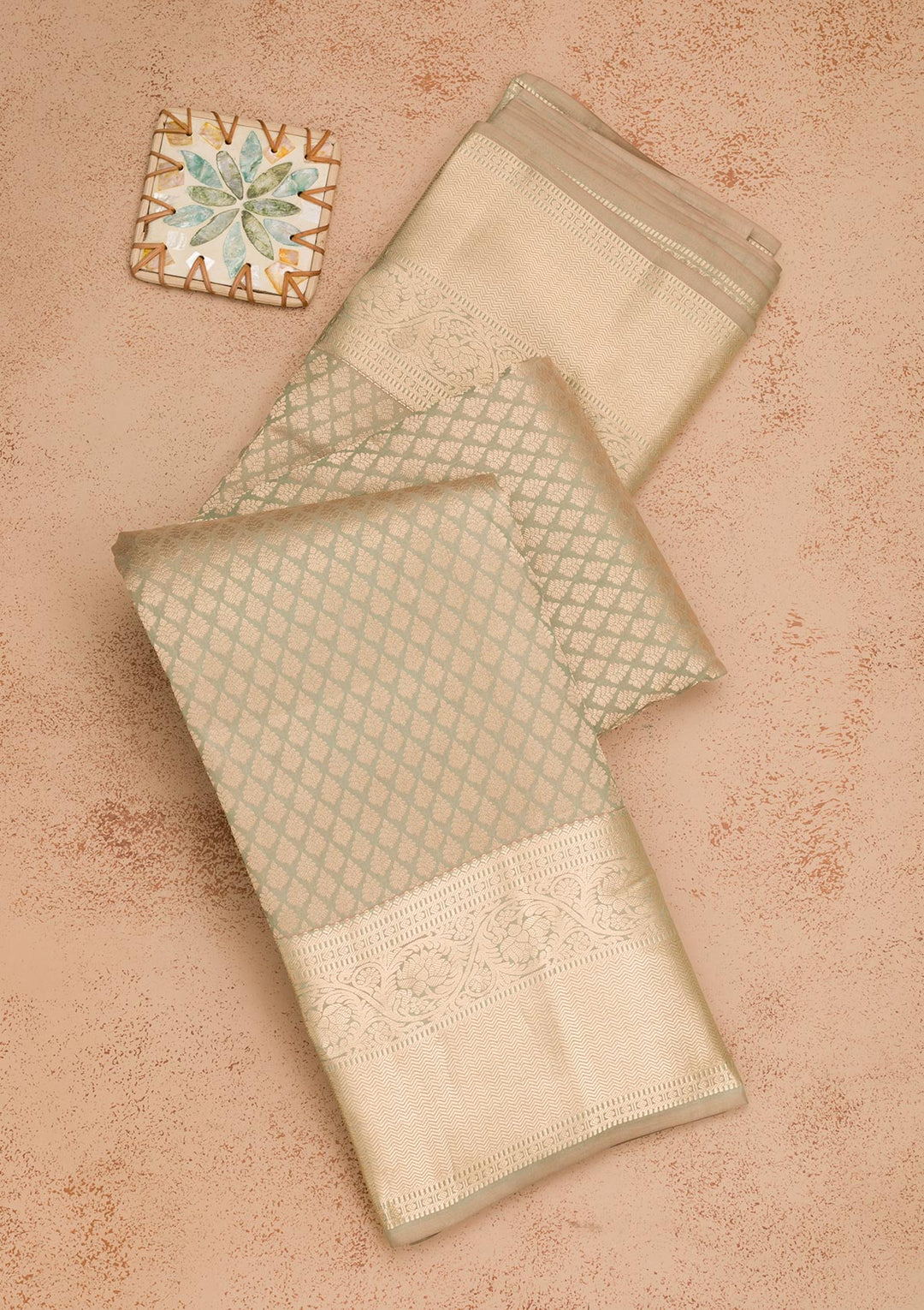 Pista Green Zariwork Pure Silk Saree