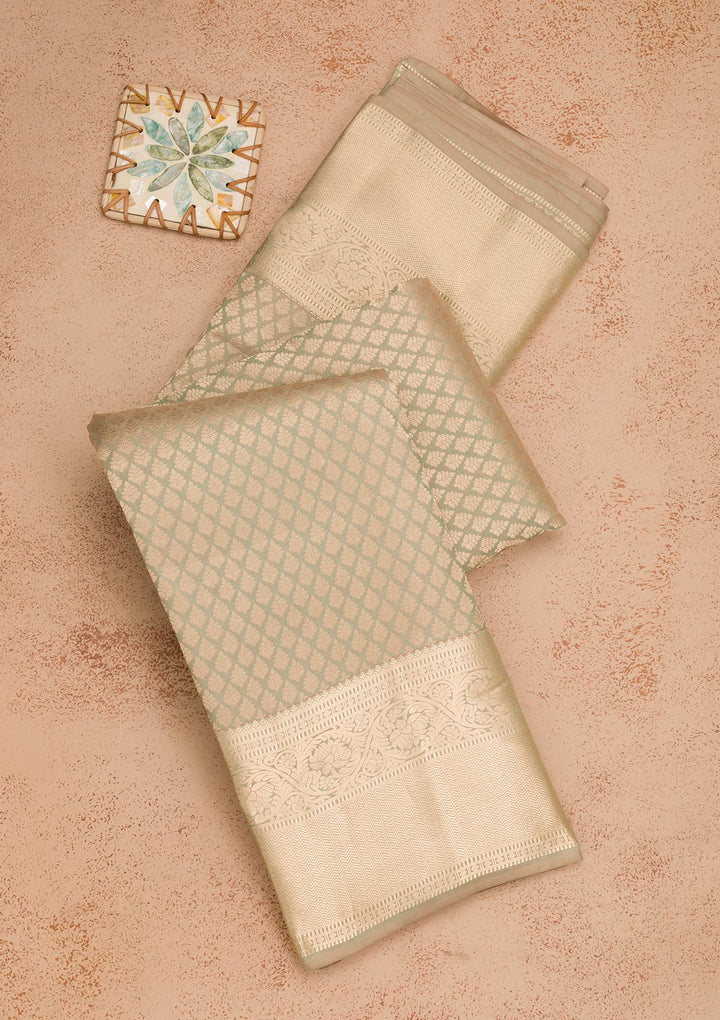 Pista Green Zariwork Pure Silk Saree