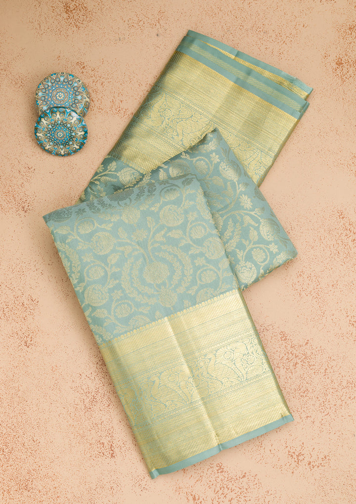 Pista Green Zariwork Kanjivaram Pure Silk Saree
