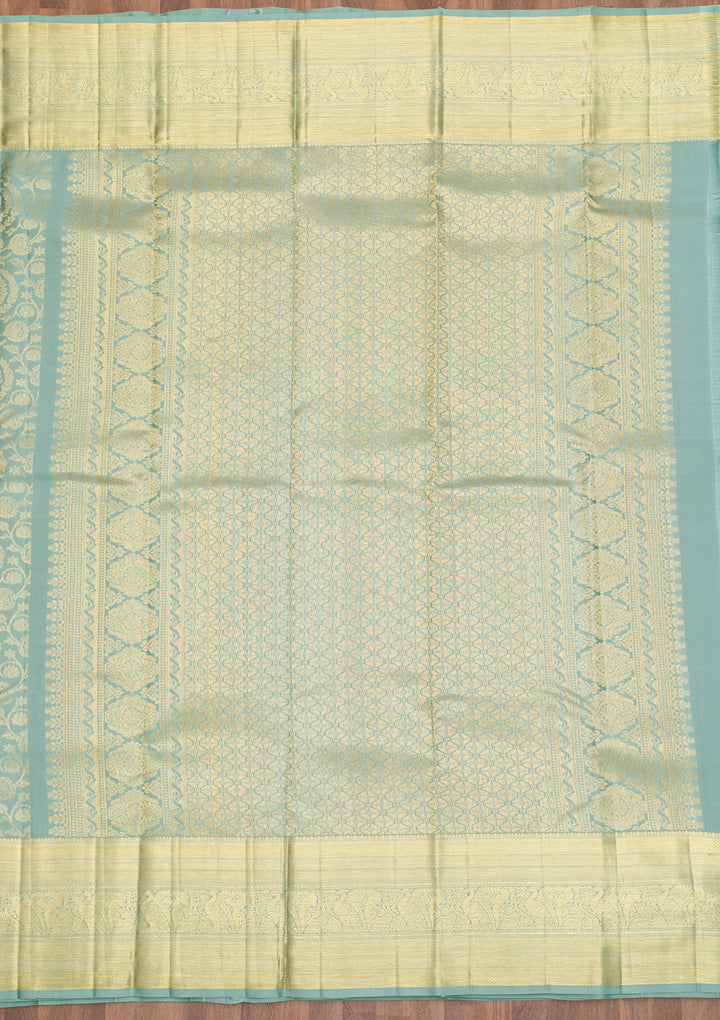 Pista Green Zariwork Kanjivaram Pure Silk Saree
