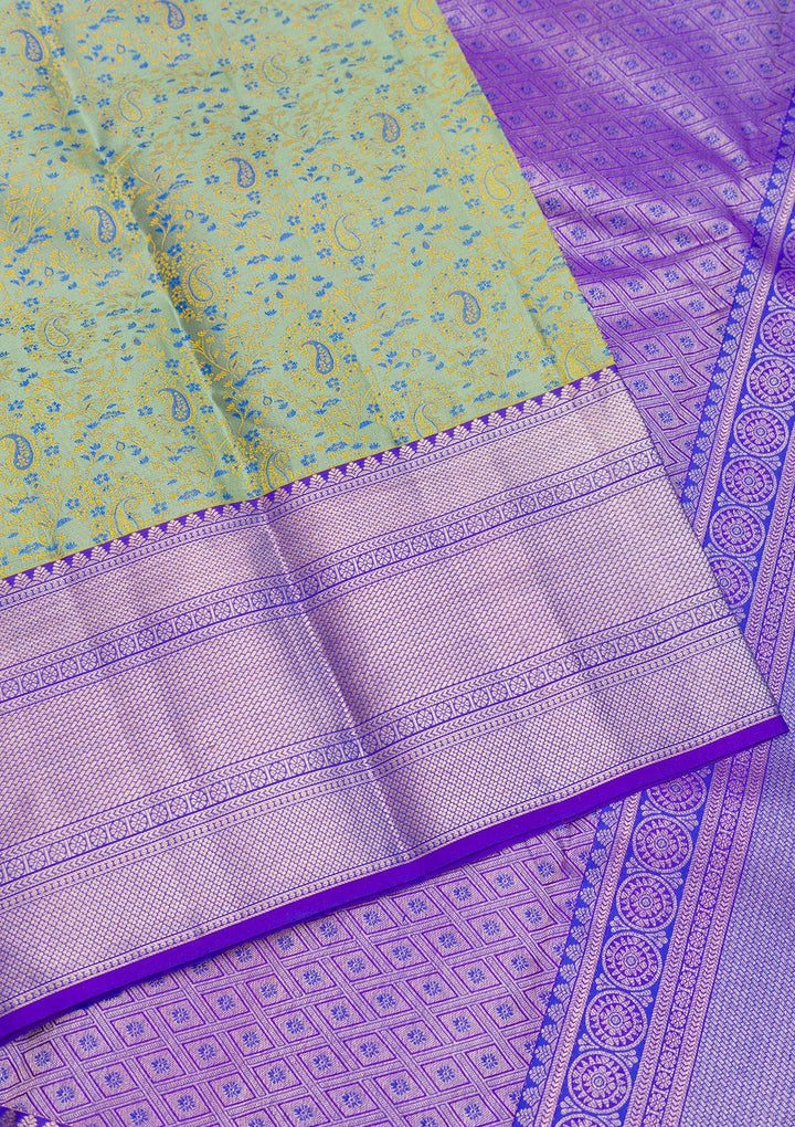 Pista Green Zariwork Pure Silk Saree