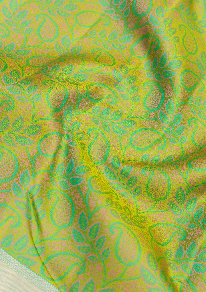 Pista Green Zariwork Pure Silk Saree