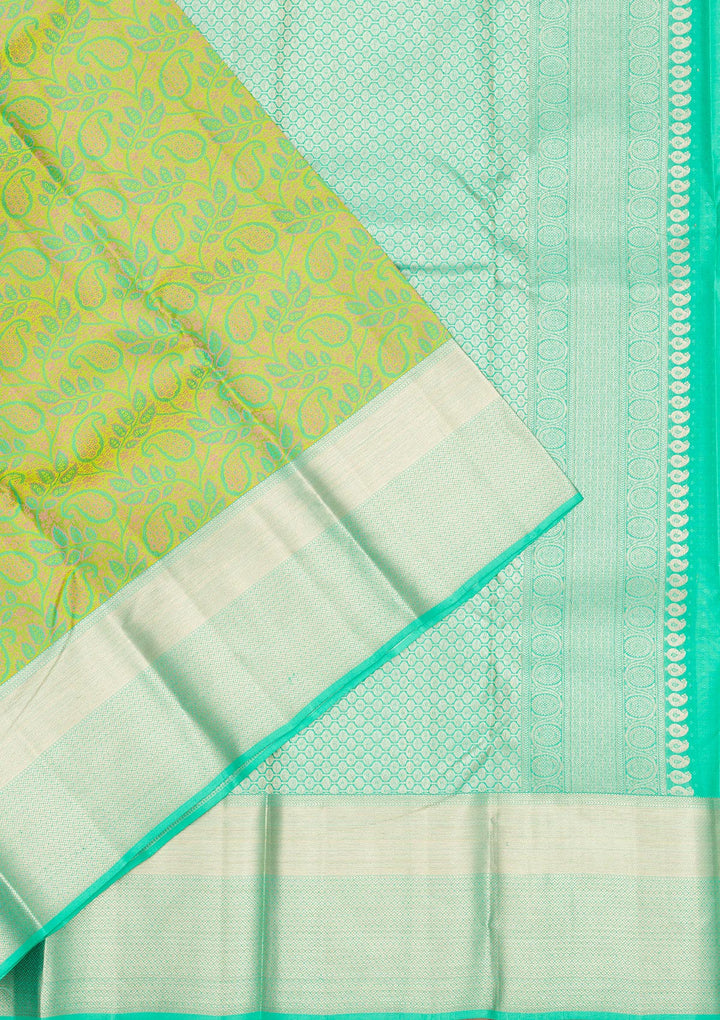Pista Green Zariwork Pure Silk Saree