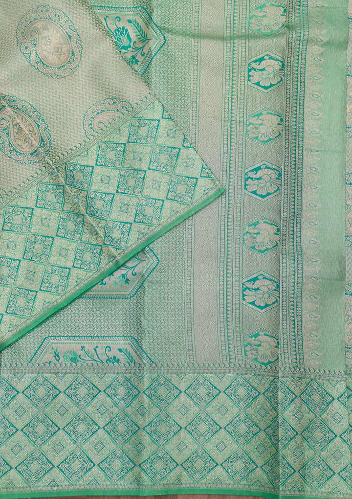 Pista Green Zariwork Pure Silk Saree