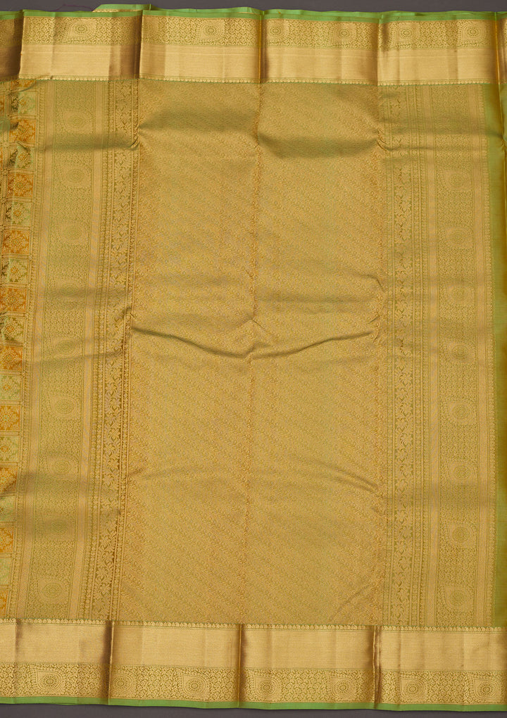Pista Green Zariwork Pure Silk Saree