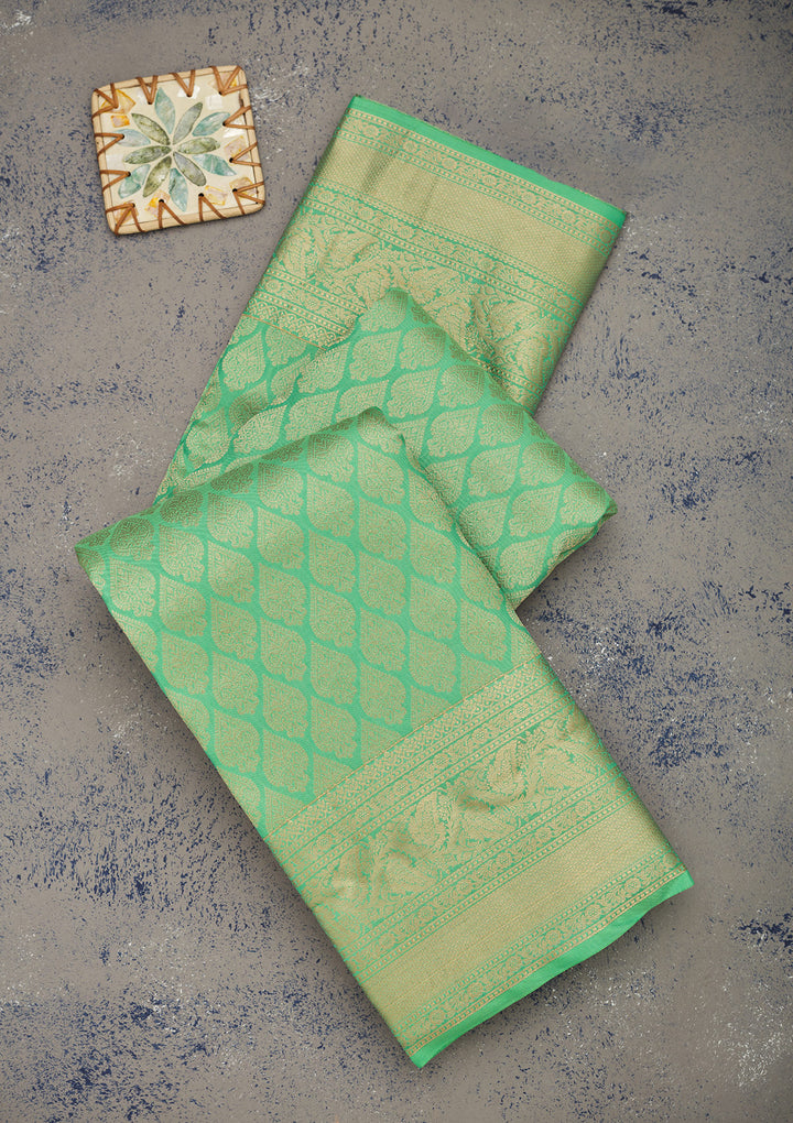 Pista Green Zariwork Pure Silk Saree