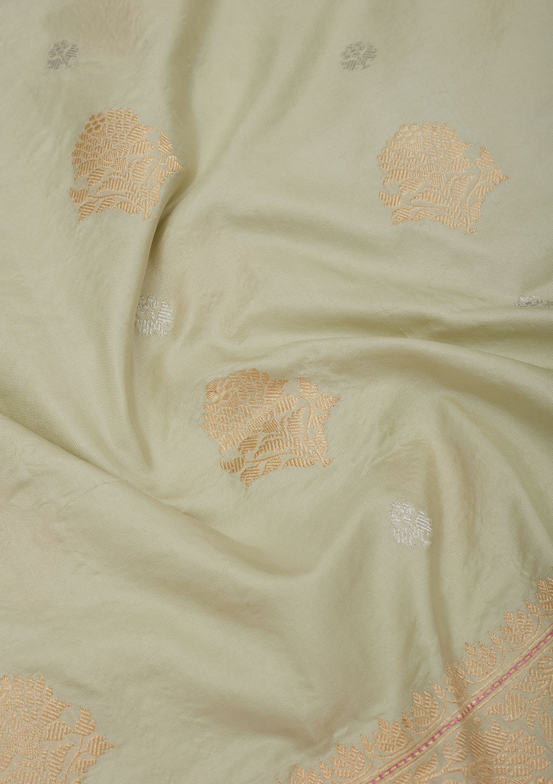 Pista Green Zariwork Pure Silk Saree