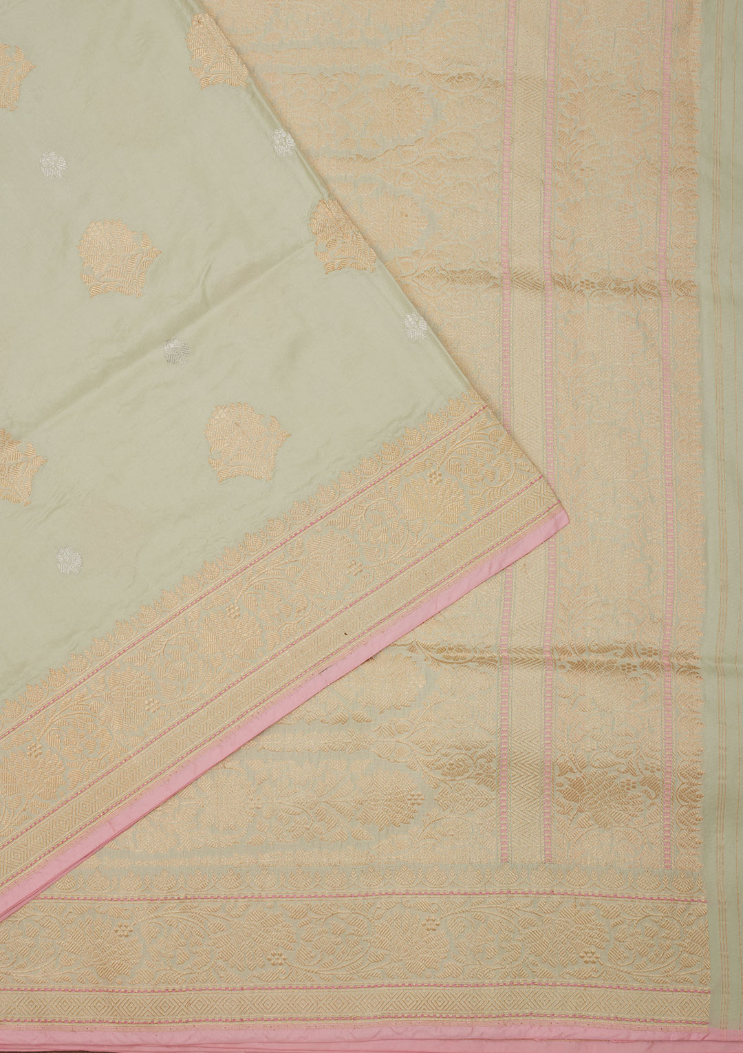 Pista Green Zariwork Pure Silk Saree