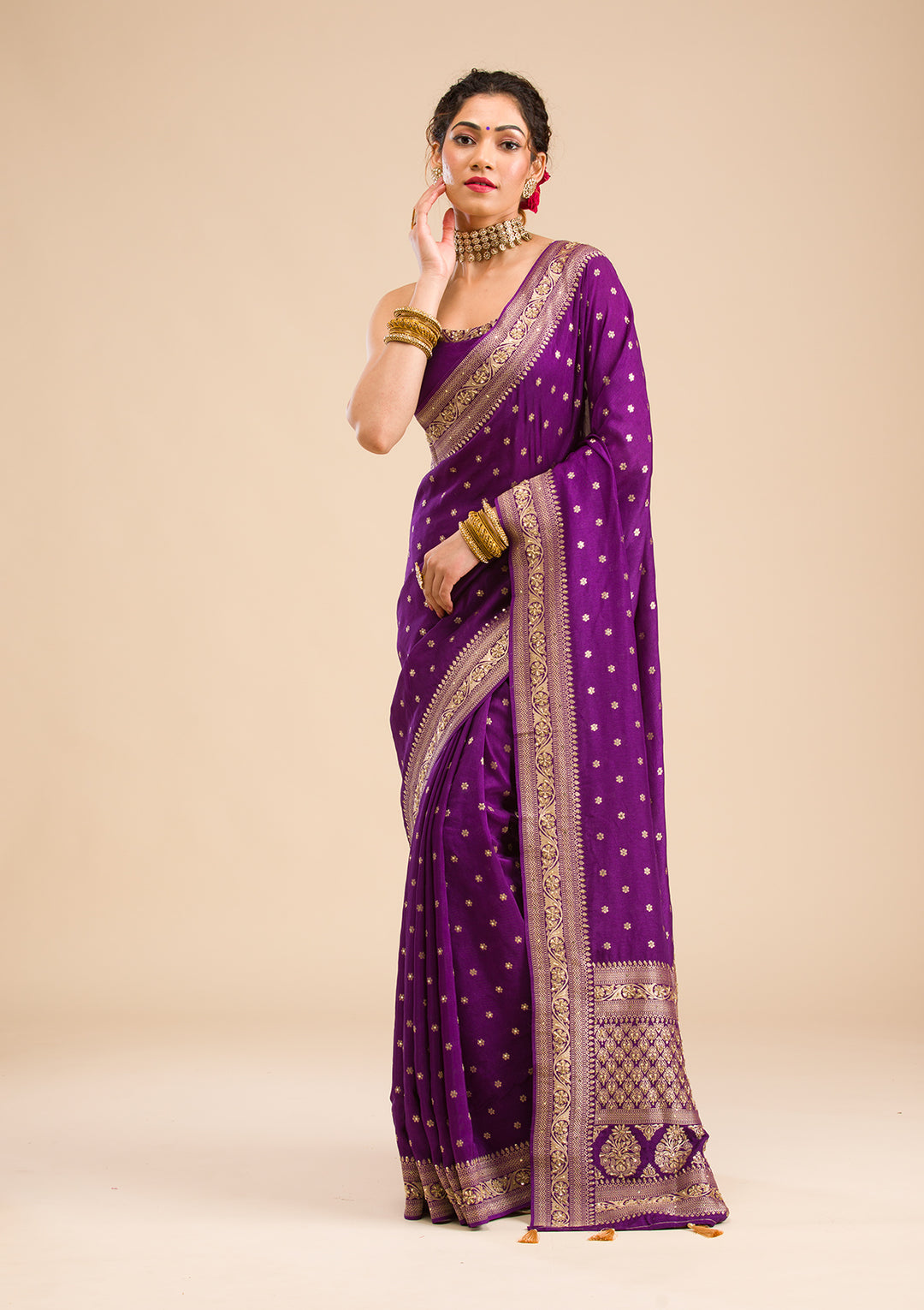 Purple Zariwork Banarasi Silk Saree