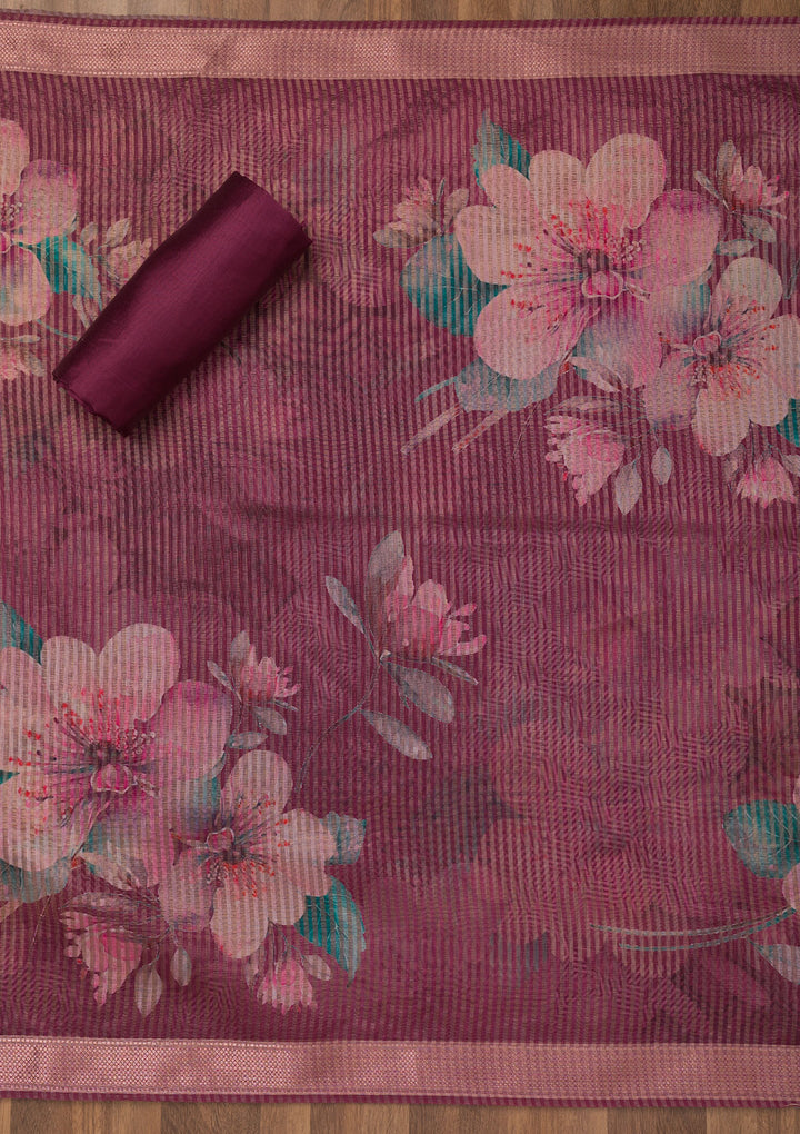 Purple Zariwork Cotton Unstitched Salwar Suit