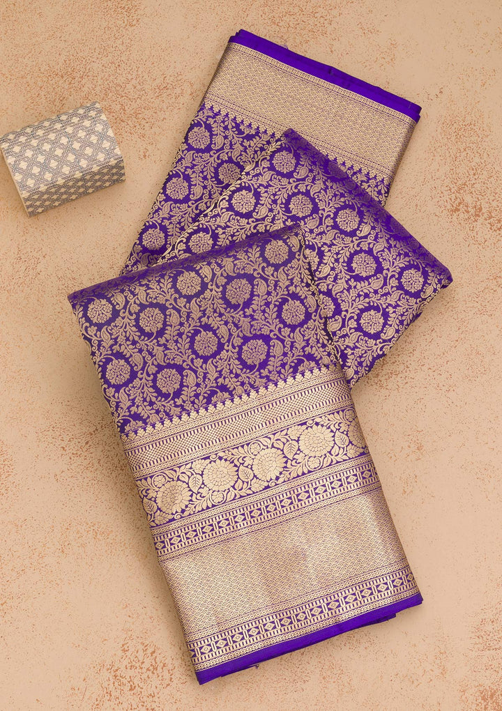 Purple Zariwork Banarasi Pure Silk Saree