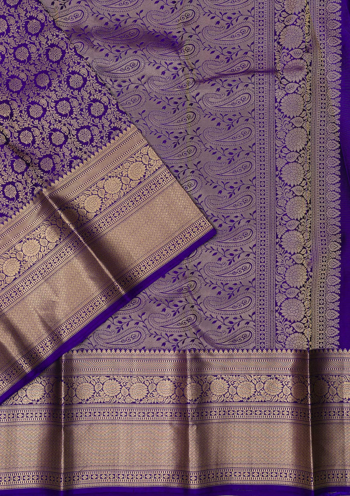 Purple Zariwork Banarasi Pure Silk Saree