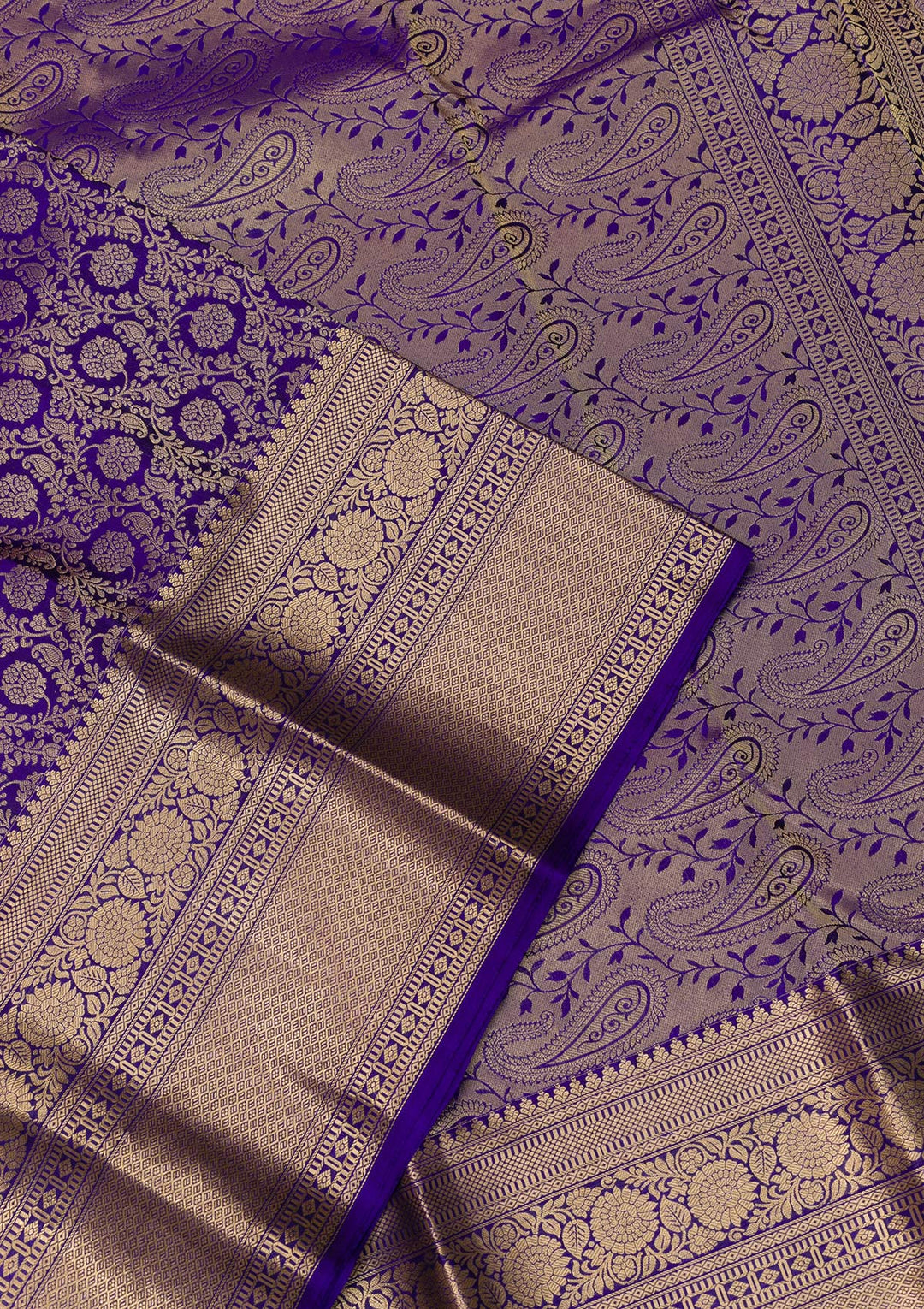 Purple Zariwork Banarasi Pure Silk Saree