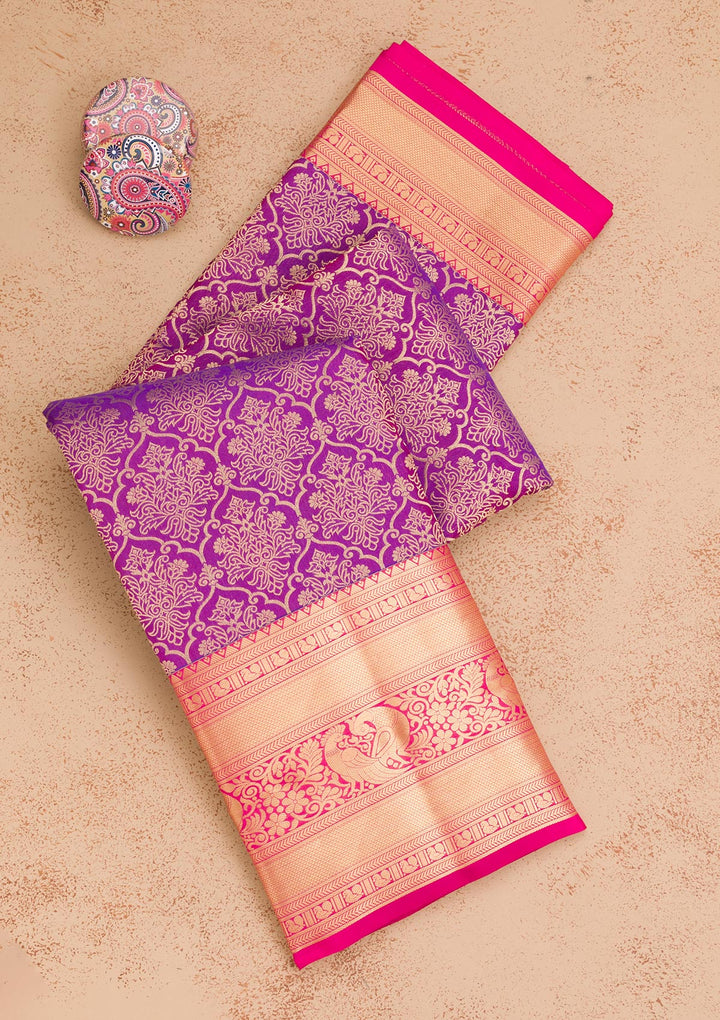Purple Zariwork Pure Silk Saree