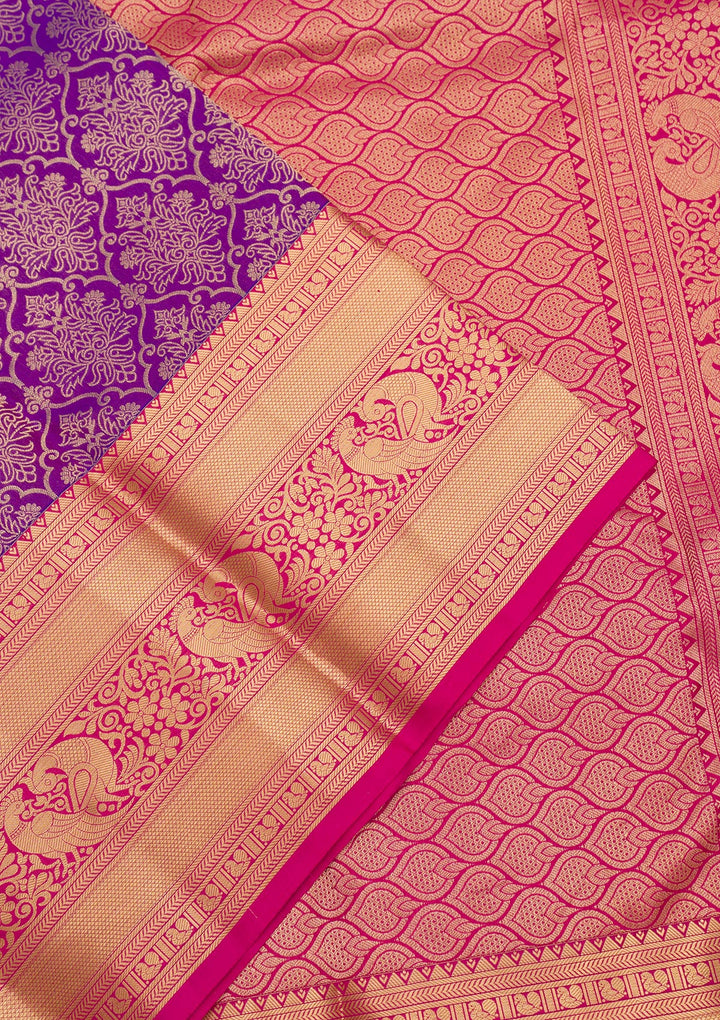 Purple Zariwork Pure Silk Saree