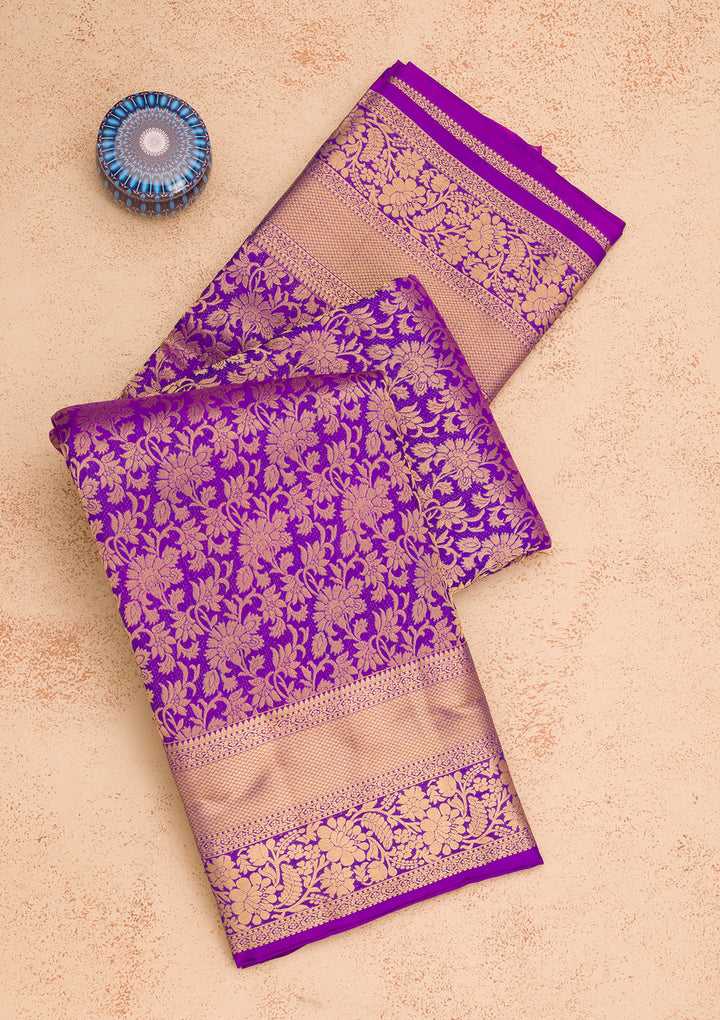 Purple Zariwork Pure Silk Saree