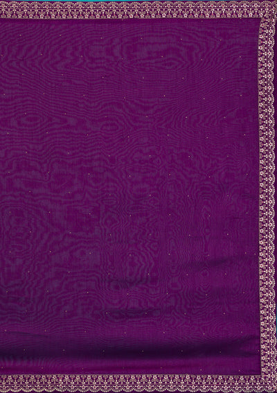 Purple Zariwork Raw Silk Readymade Sharara Suit