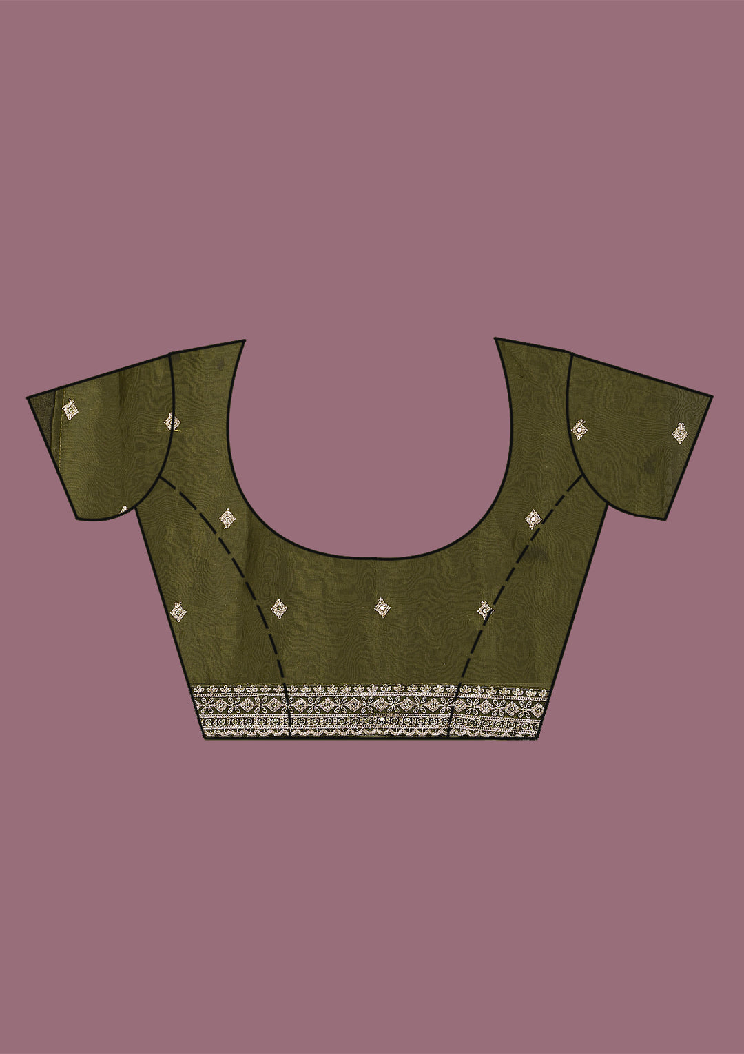 Rama Green Threadwork Tissue Saree