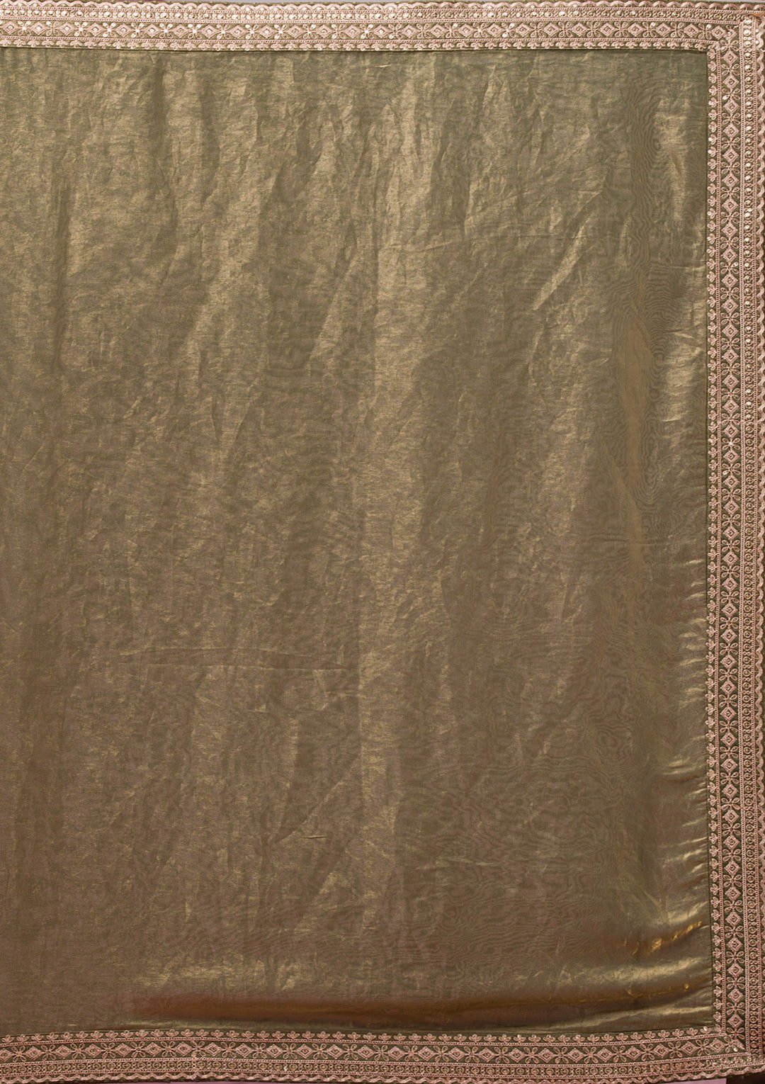 Rama Green Threadwork Tissue Saree