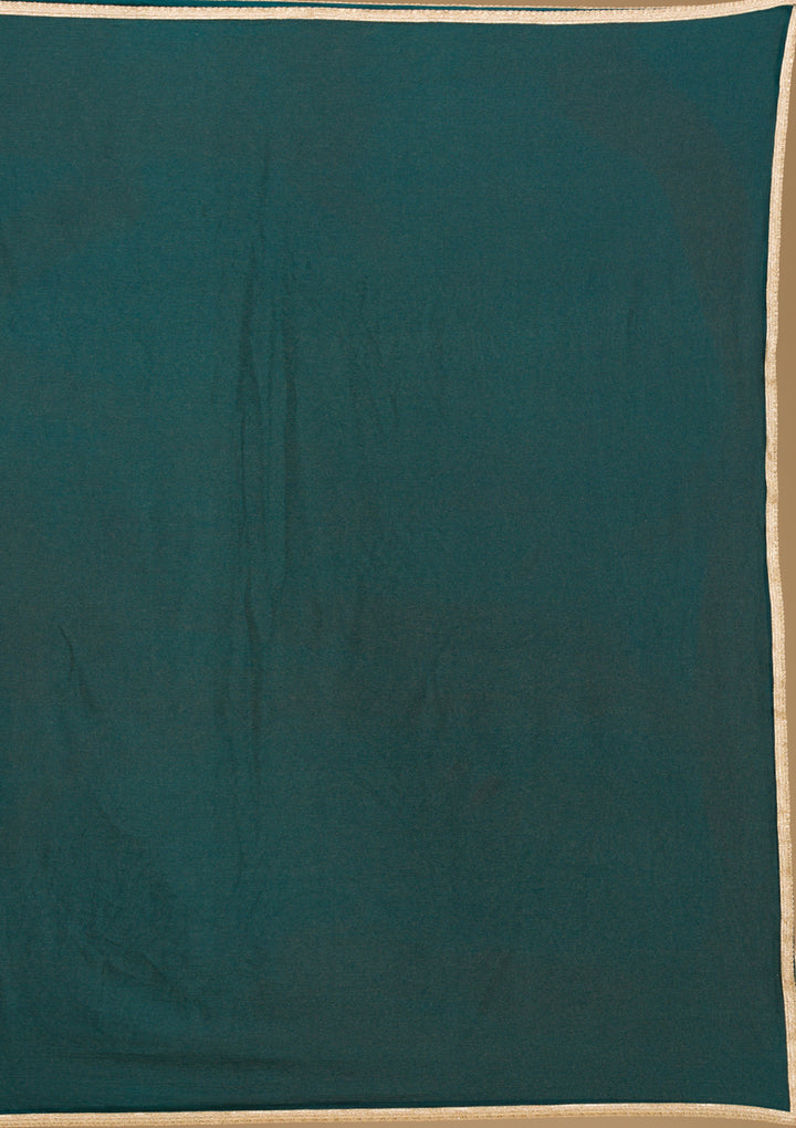 Rama Green Zariwork Semi Crepe Readymade Salwar Suit