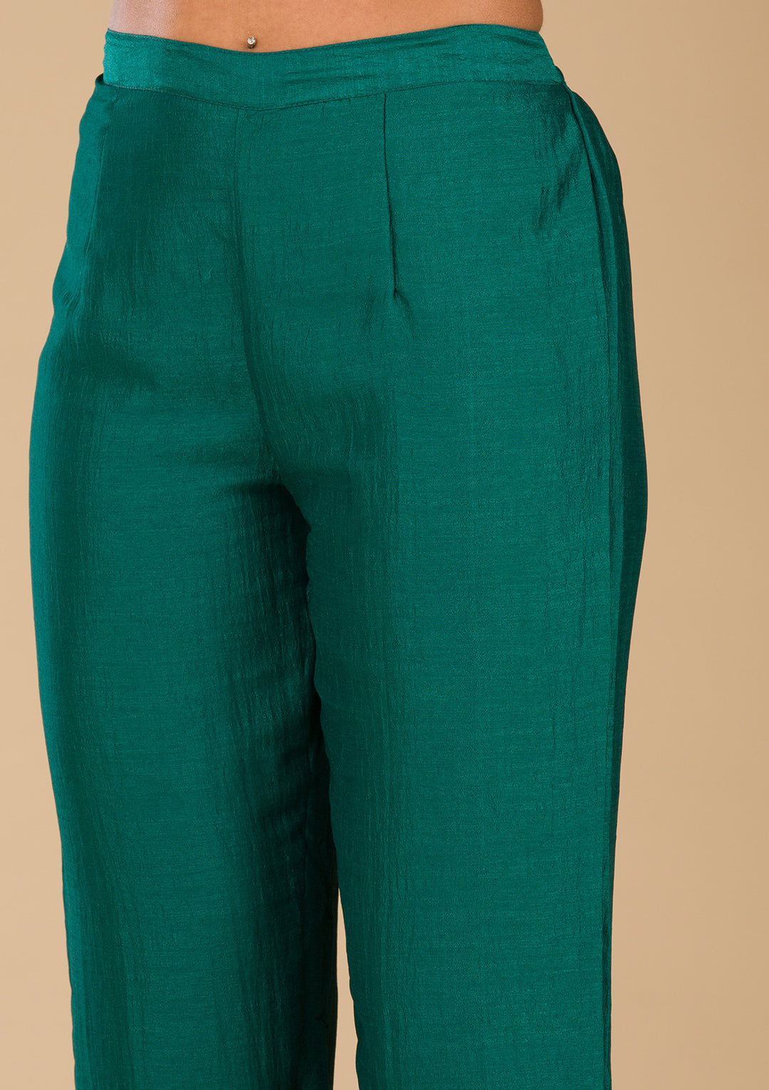 Rama Green Zariwork Semi Crepe Readymade Salwar Suit