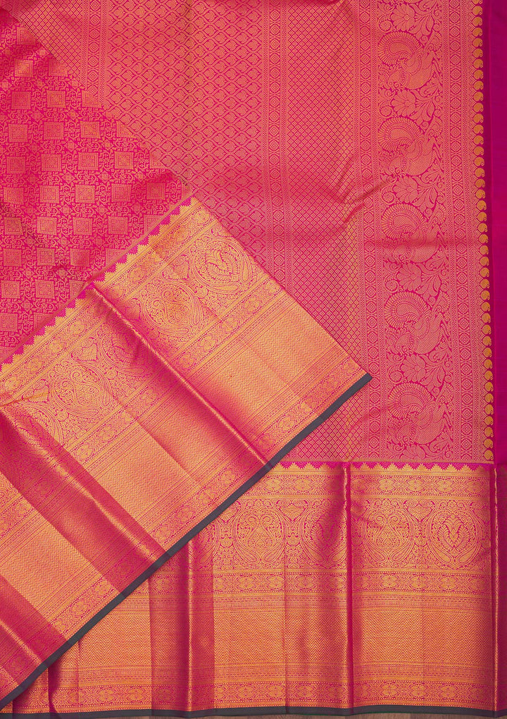 Rani Pink Zariwork Pure Silk Saree