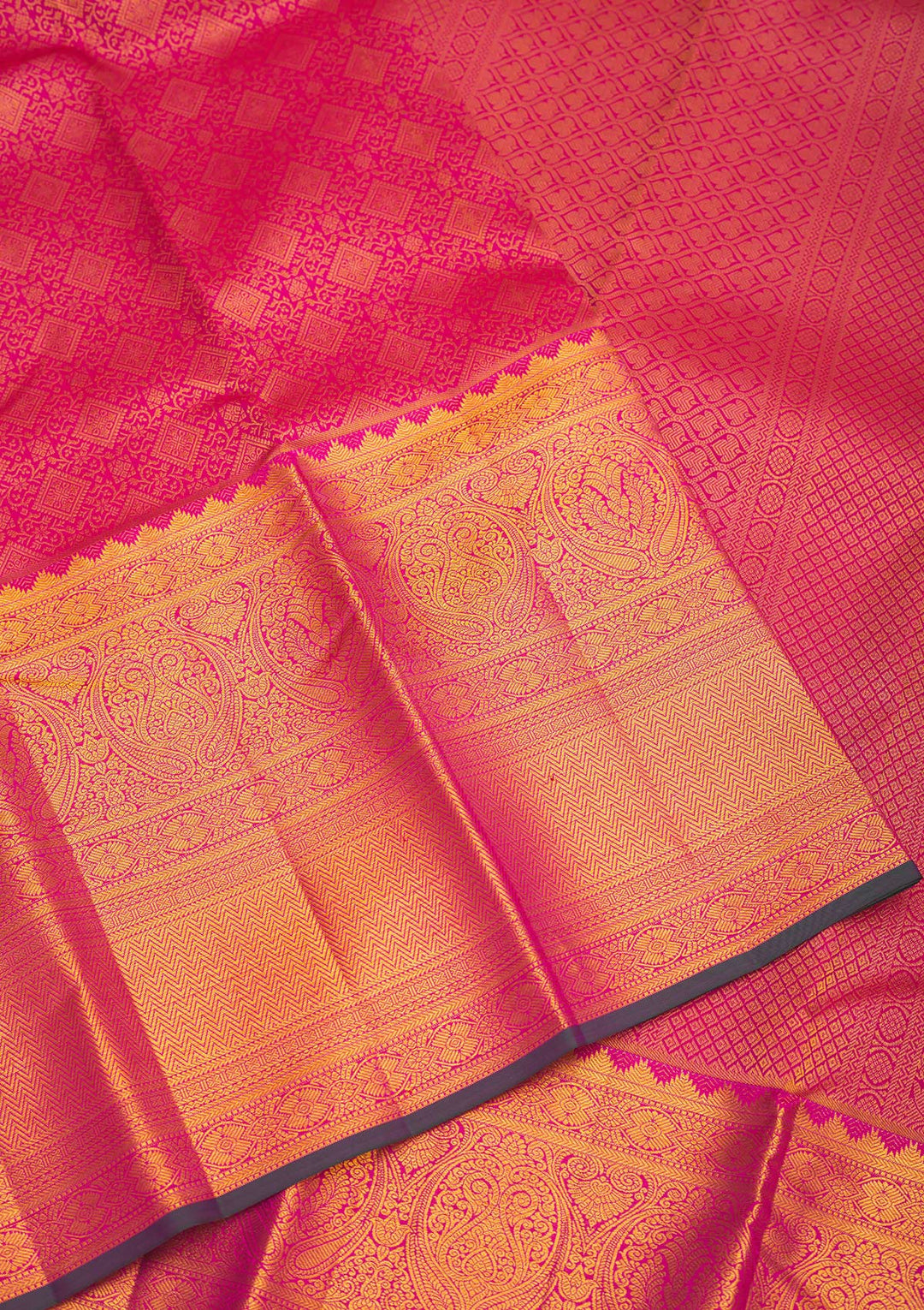Rani Pink Zariwork Pure Silk Saree