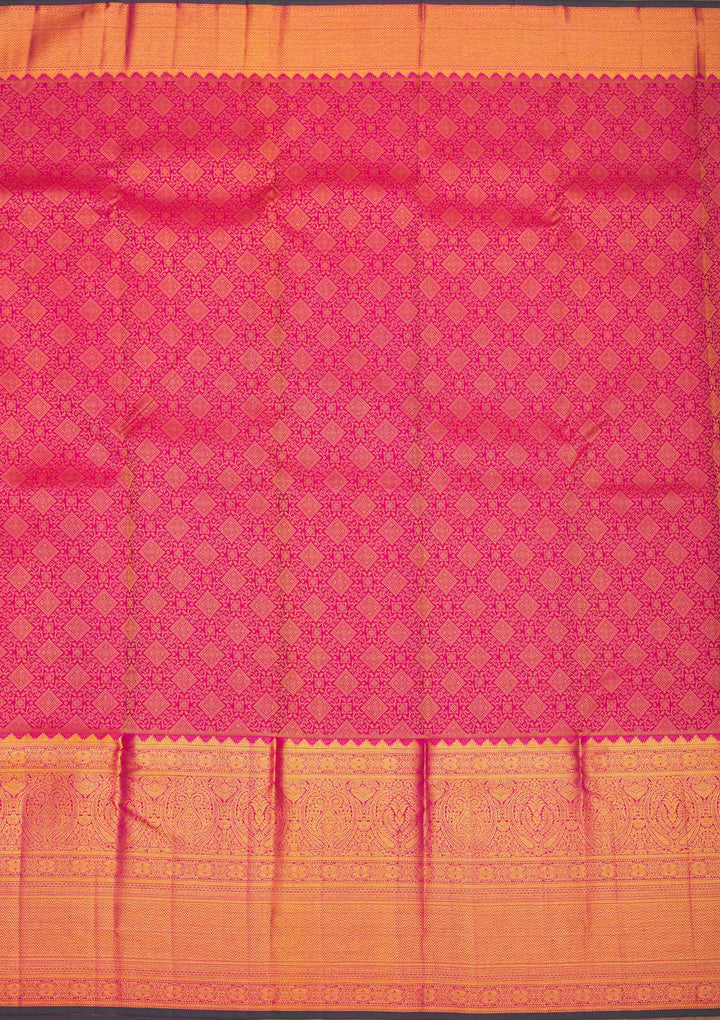 Rani Pink Zariwork Pure Silk Saree